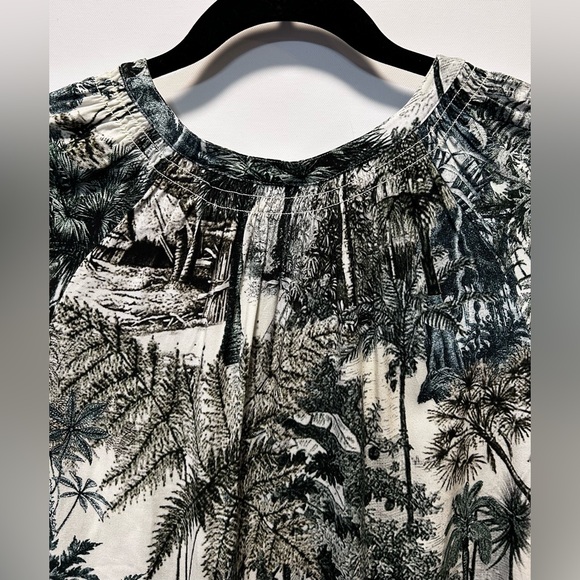 Margaret O’Leary Ivory Black Botanical Tropical Toile Print Midi Dress Size M - Picture 10 of 12